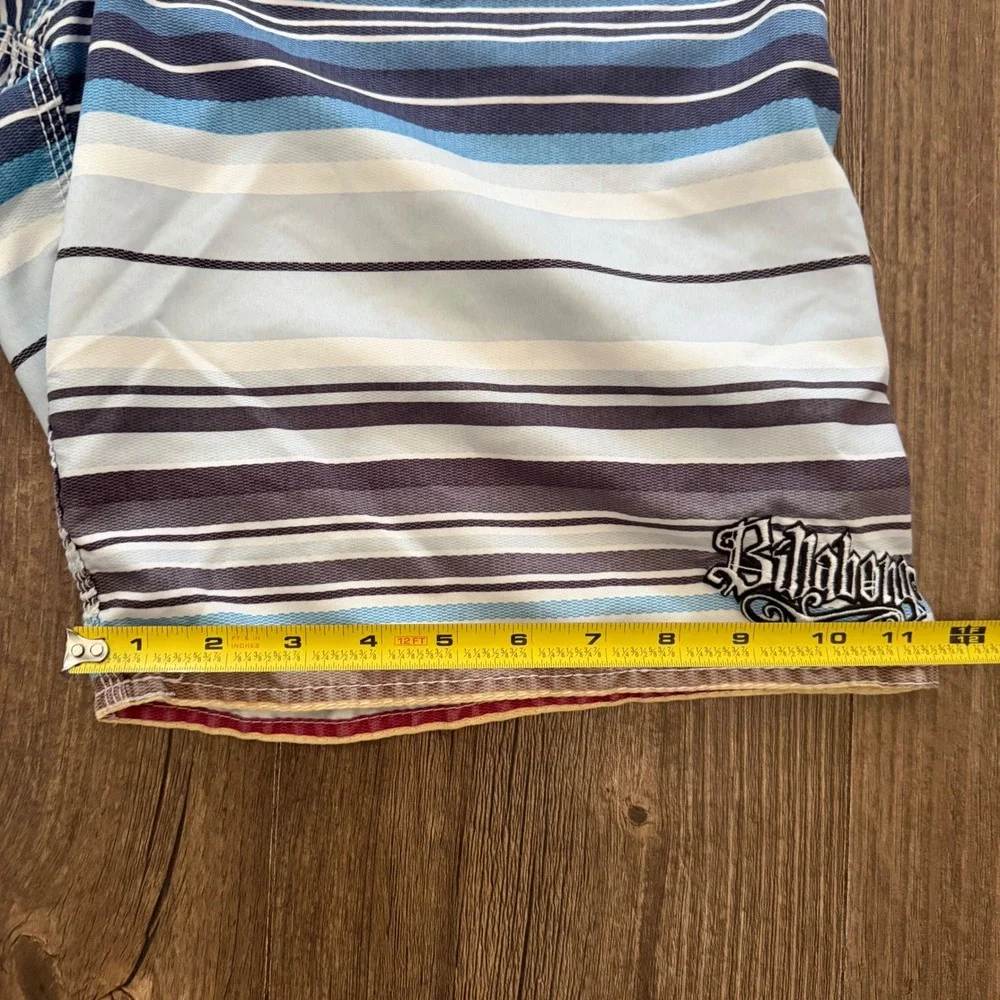 Billabong Board Shorts Mens Size 33 Multi-Color Striped Surf Swim Trunks Y2K